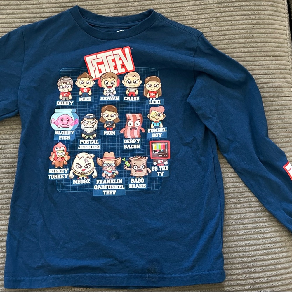 Kids Blue Graphic Long Sleeve Shirt